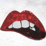 1Pcs embroidered clothes sew on patches lipstick red lips sequined clothing applique for shoes hats clothes decorations
