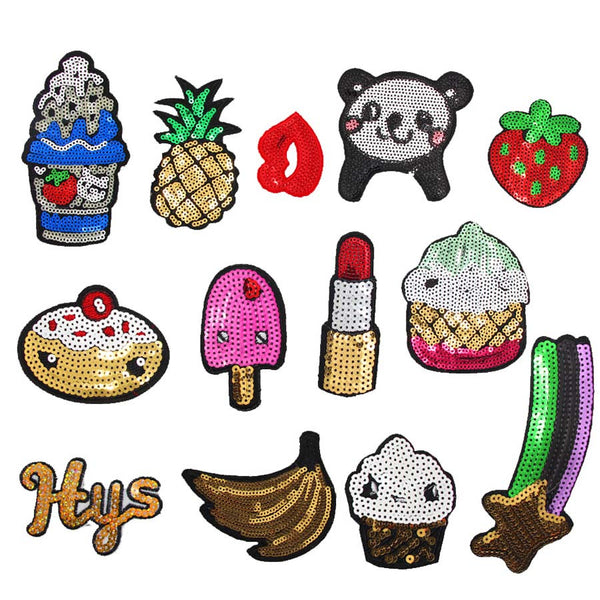 2016 new patches! 13 different size 3d handmade sequined iron on pateches for clothing iron-on transfers  20