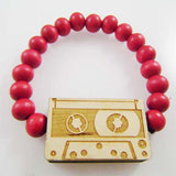 CASSETTE TAPE Bracelet Wooden Beads - 6PC/Lot