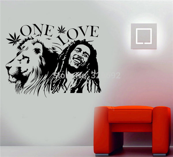 Bob Marley Lion Zion "ONE LOVE" Wall Sticker Decal
