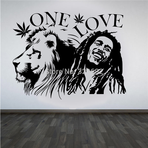 Bob Marley Lion Zion "ONE LOVE" Wall Sticker Decal