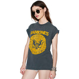 Summer 2017 punk rock T shirt Women Tops Tees Short sleeve o neck grey summer T-shirt RAMONES printed Top Plus size