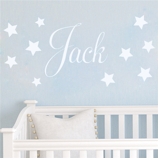 D201 Baby Boys Wall Sticker - Personalised Stars Child Name Bedroom Nursery vinyl stickers