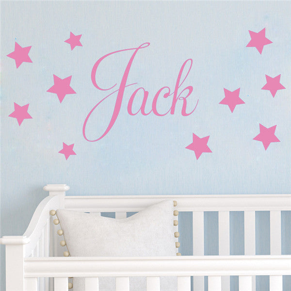 D201 Baby Boys Wall Sticker - Personalised Stars Child Name Bedroom Nursery vinyl stickers