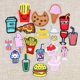 Diy food and drink patches for clothing iron embroidered patch applique iron on patches sewing accessories badge on clothes bags