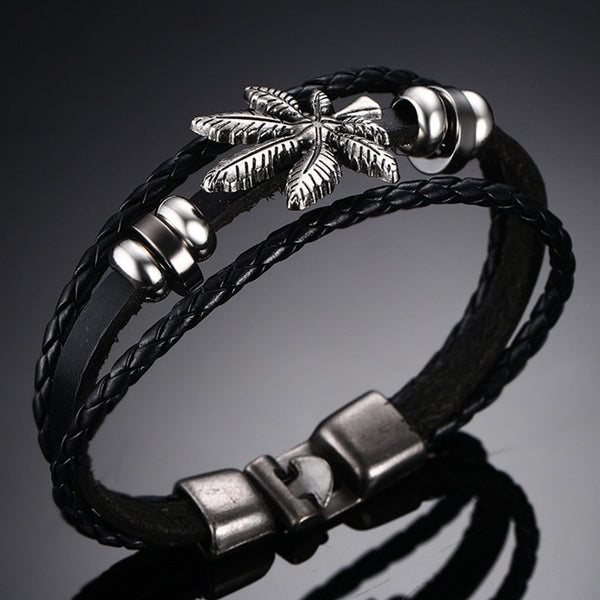 Cannabis Friendship Leather Bracelet
