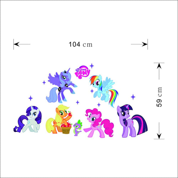 New arrival Kid Wall Stickers My Little Pony 6 ponies removal wall sticker girls sticker for kids  room factory sales directly