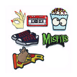 New Hand Shoes Pizza Cartoon Style Delicate Embroidered Patches Iron On Patch Badge DIY Clothing Applique Accessories