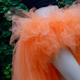 Orange Neon Formal Bustle Tutu Skirt Women Chi High Low Fashion Hippie Adult Skirt Any Color Size Free Saia Longa Faldas Cortas