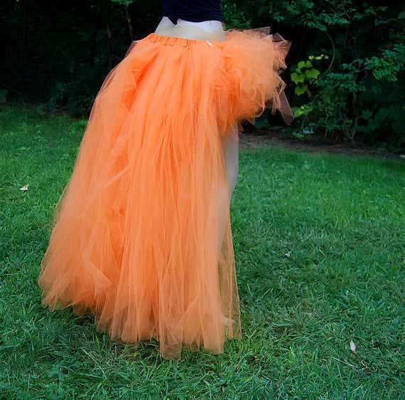 Orange Neon Formal Bustle Tutu Skirt Women Chi High Low Fashion Hippie Adult Skirt Any Color Size Free Saia Longa Faldas Cortas