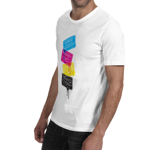 TANGNEST Melting Cassette Print T shirts Men's Fashion Summer Short T shirts O-neck Comfortable Pop Tee for Man S-3XL MTS2340
