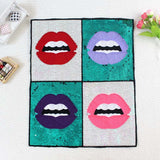 Oversized Lips Square Sequins Patches T-shirt Dress Adornment Decals Of Patches Need To Hand Sewing Clothing DIY